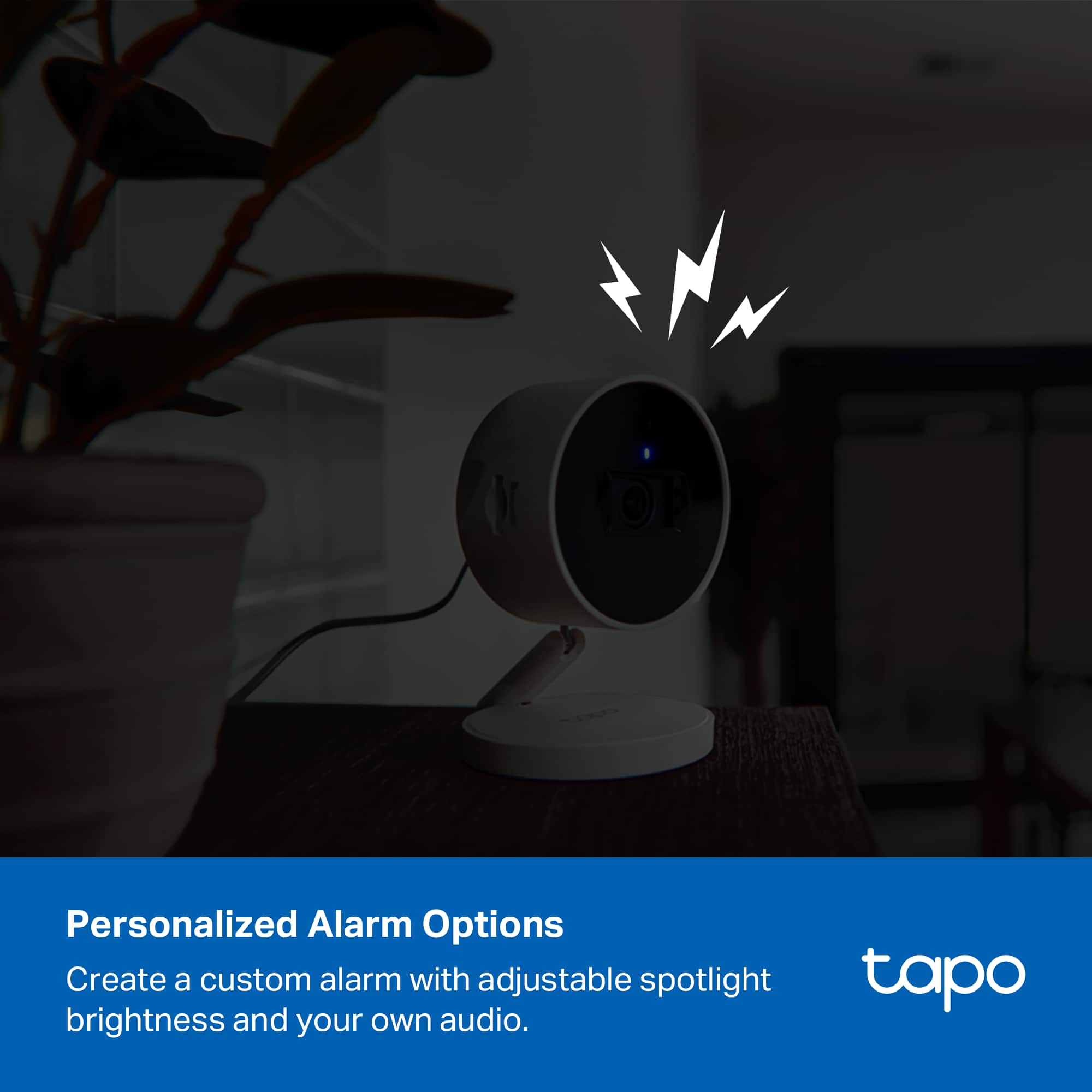 Personalized Alarm Options
Create a custom alarm with adjustable spotlight brightness and your own audio.