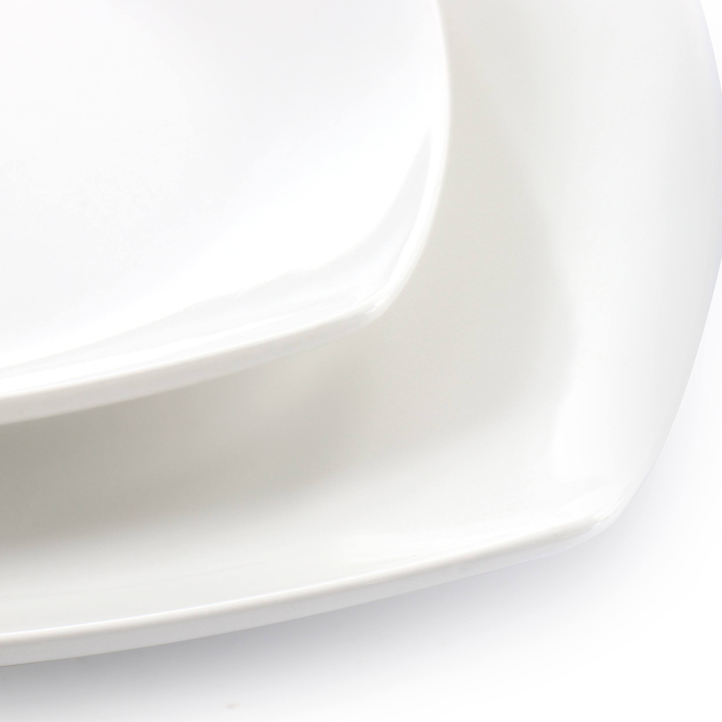 Alt View 7. Gibson - Gibson Elite Soho Lounge 16 Piece Square Fine Ceramic Dinnerware Set in White - White.