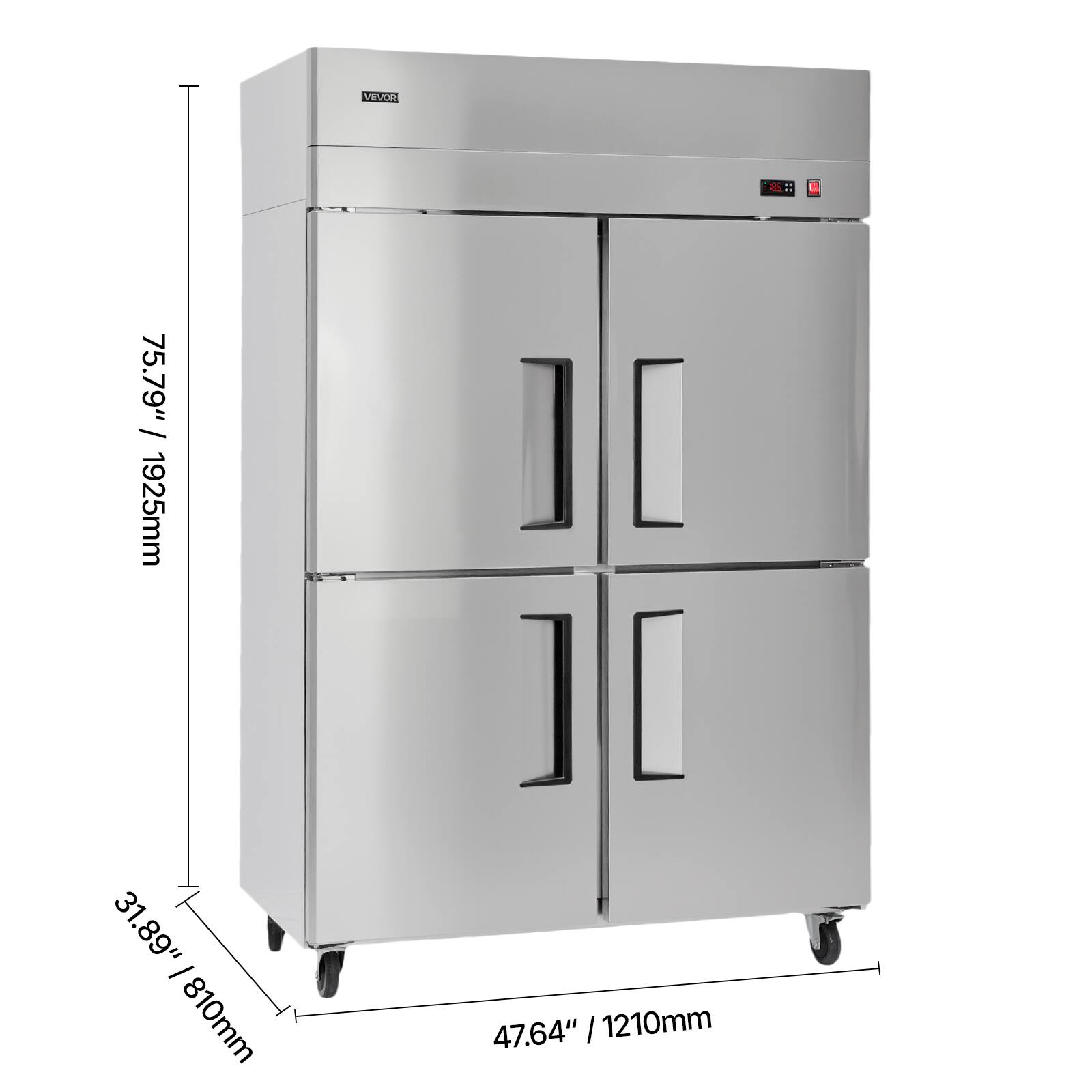 VEVOR 120  
- 75.79" / 1925mm  
31.89" / 810mm  
47.64" / 1210mm