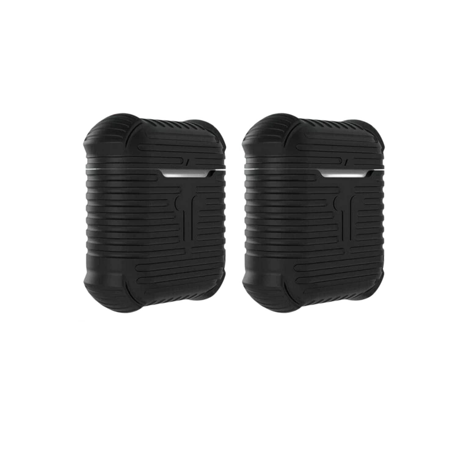 Stock Preferred - Protective Silicone Case with Keychain for AirPods 1 & 2 – Shockproof, Scratch Resistant Cover - Black