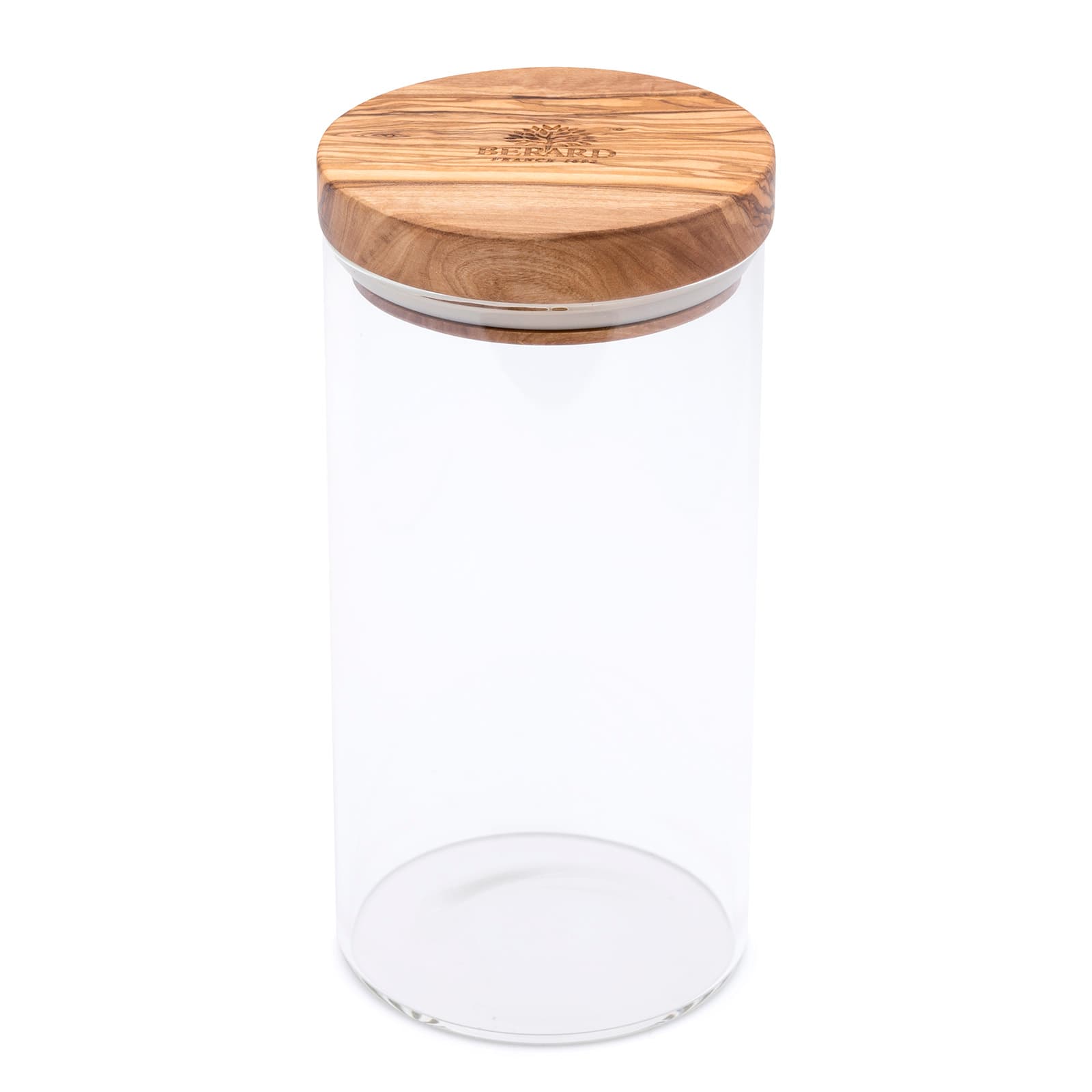 Berard - Glass Storage Jar With Olive Wood Lid, 30-ounce - Brown