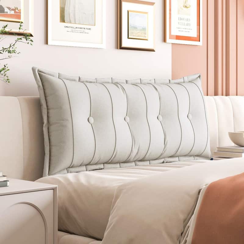 wowmax - Headboard Pillow Full Soft Bolster Pillow for Bed & Sofa, Removable Cover - White