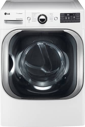 LG - SteamDryer 9.0 Cu. Ft. 14-Cycle Electric Dryer with Steam - White - Larger Front