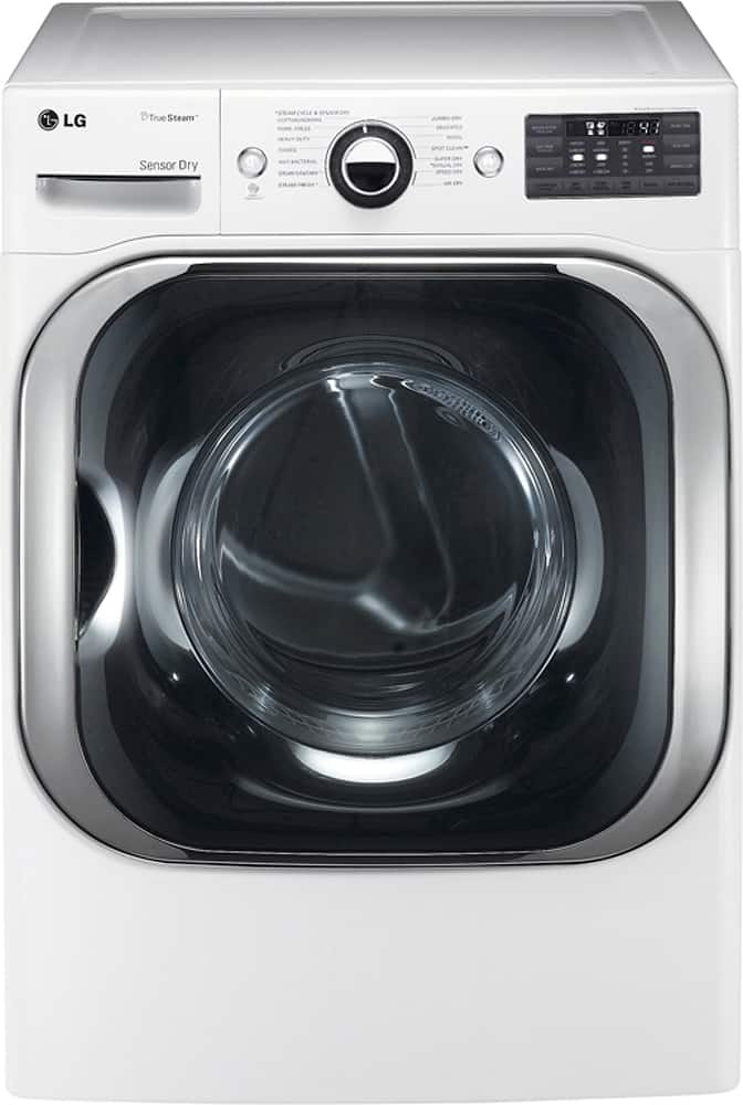 Front. LG - SteamDryer 9.0 Cu. Ft. 14-Cycle Electric Dryer with Steam - White.