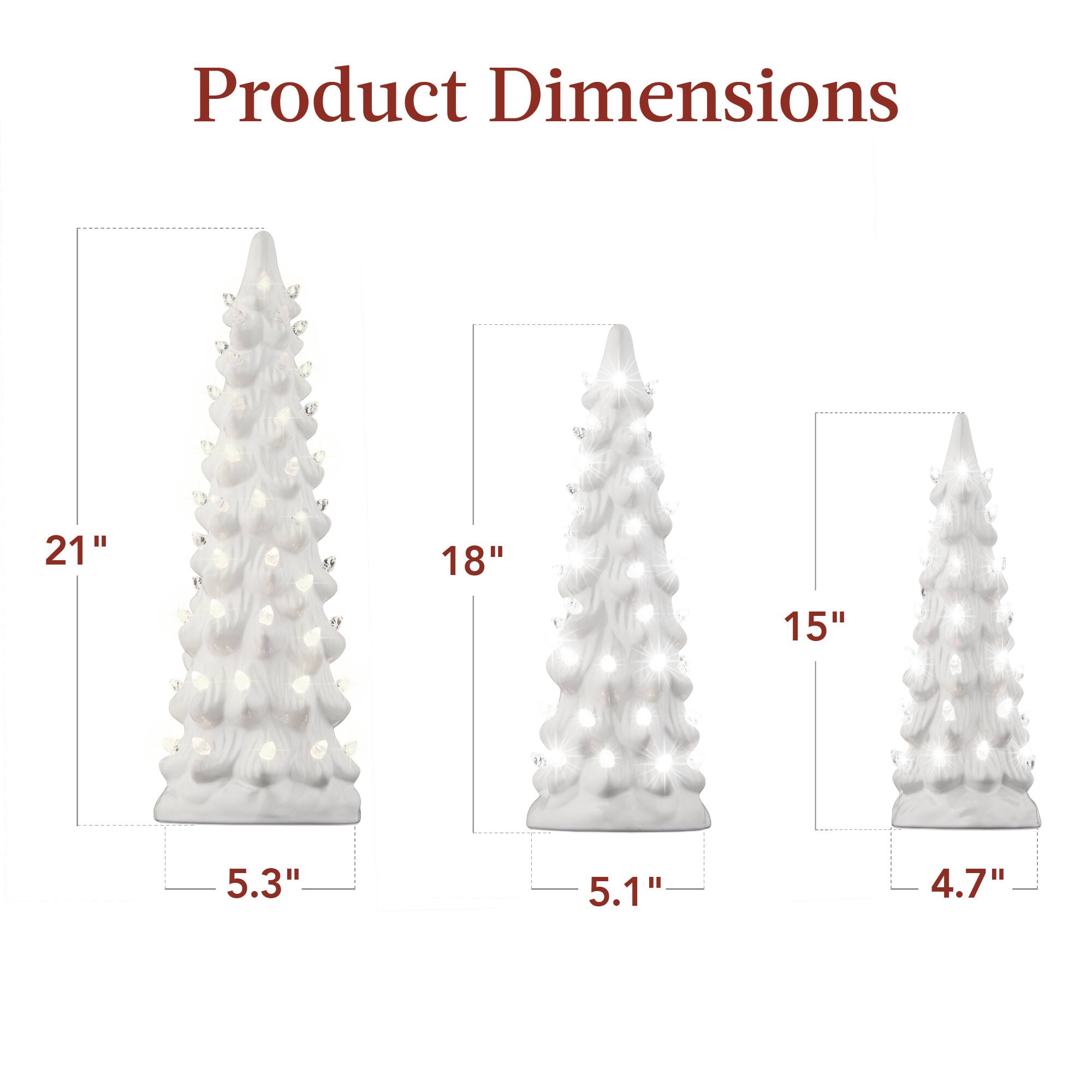 Product Dimensions

21" x 5.3"

18" x 5.1"

15" x 4.7"