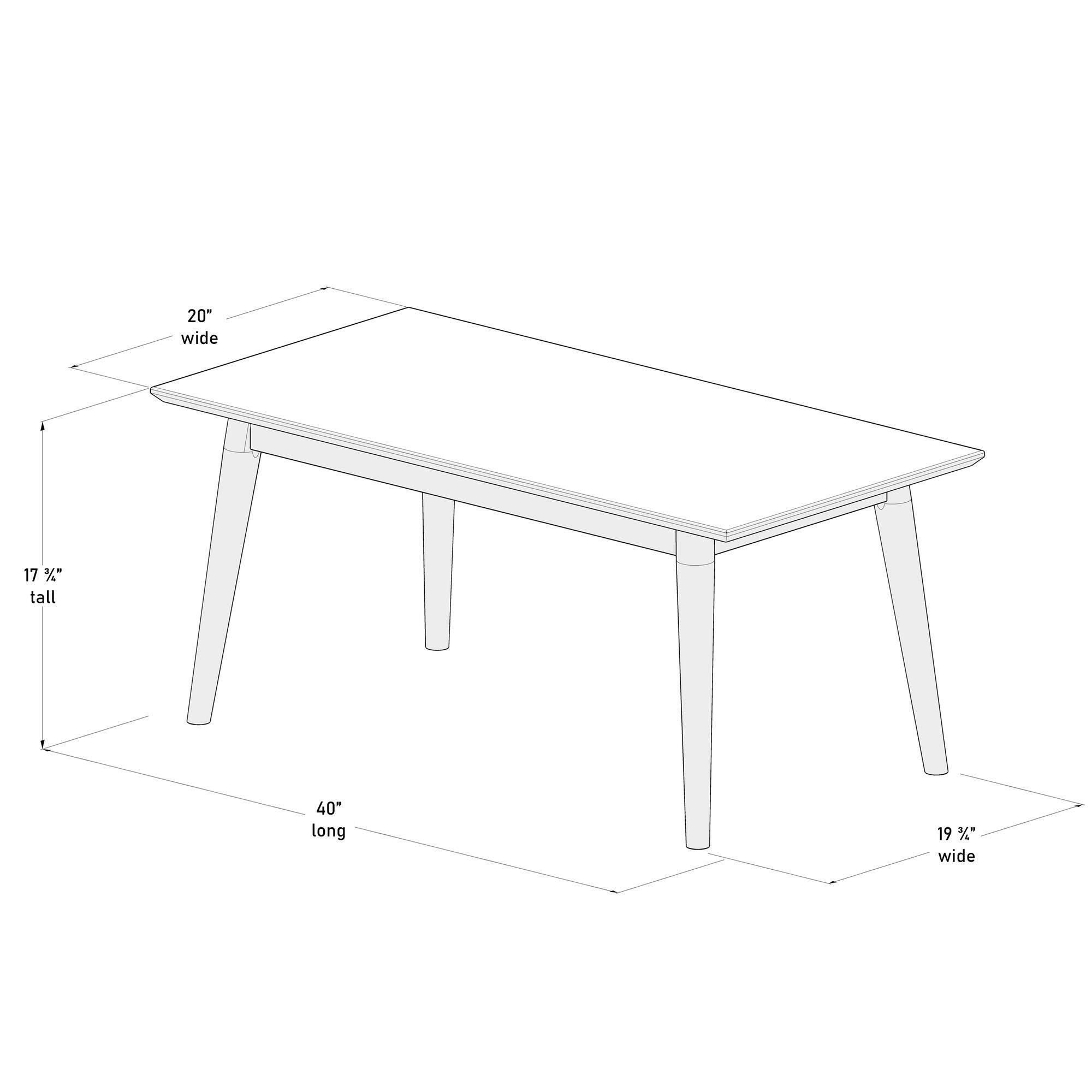 20" wide, 17" tall, 40" long, 19" wide