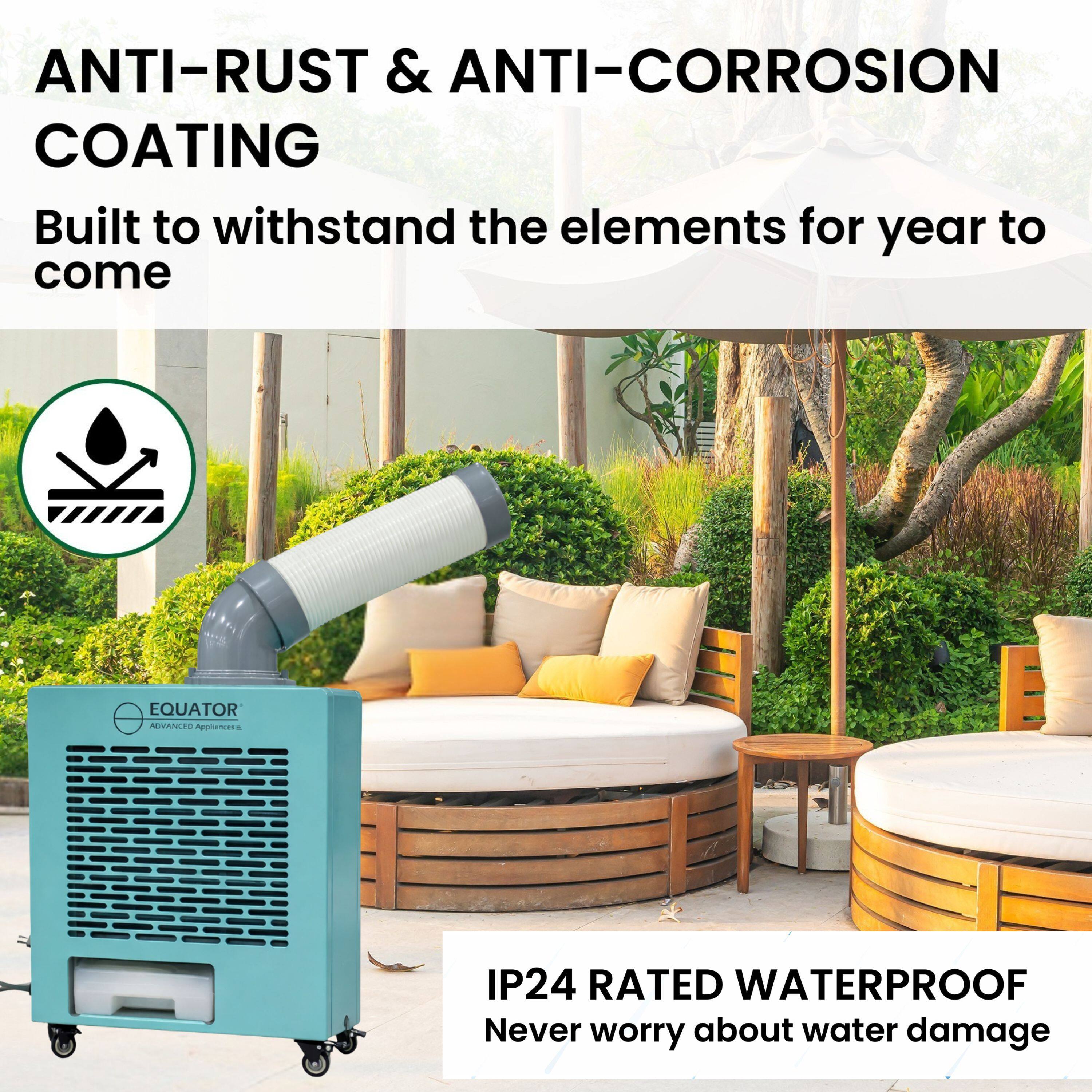 ANTI-RUST & ANTI-CORROSION COATING  
Built to withstand the elements for year to come  

IP24 RATED WATERPROOF  
Never worry about water damage