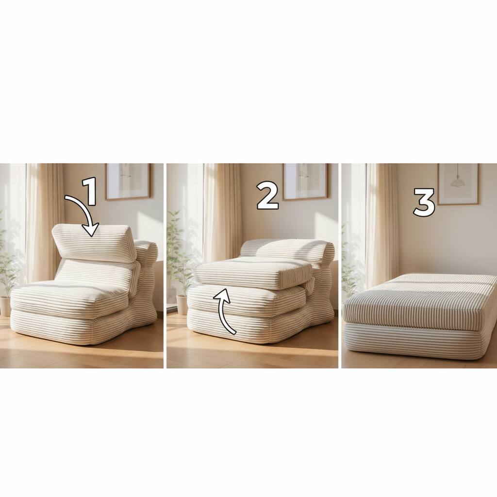 Alt View 2. AOITUN - Folding Sofa Bed Convertible Single Sleeper Chair, Corduroy Fabric Adjustable Lounge Bed for Guest Room - White.