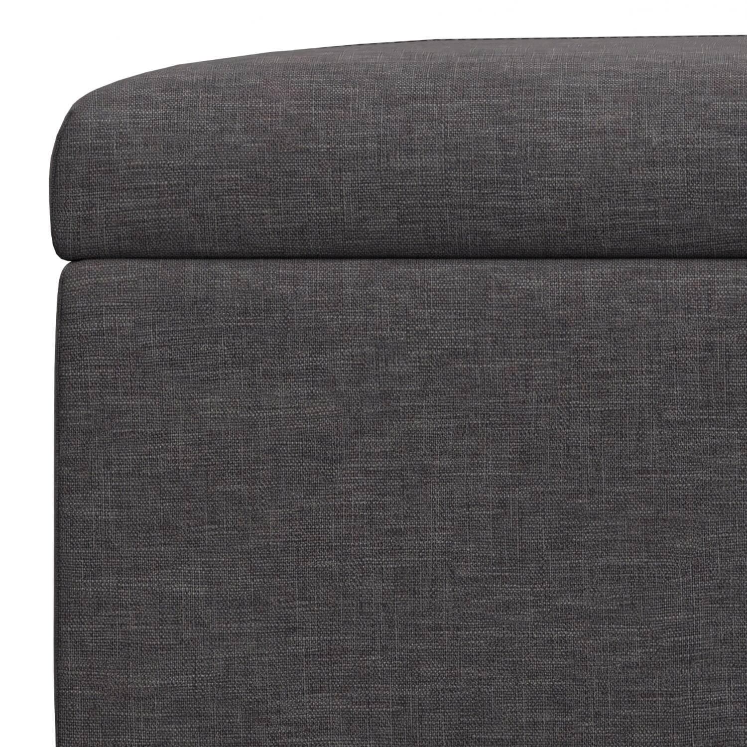 Alt View 5. Simpli Home - Gabbie 48 inch Wide Rectangular Storage Ottoman in Slate Grey Polyester Linen - Slate Grey.