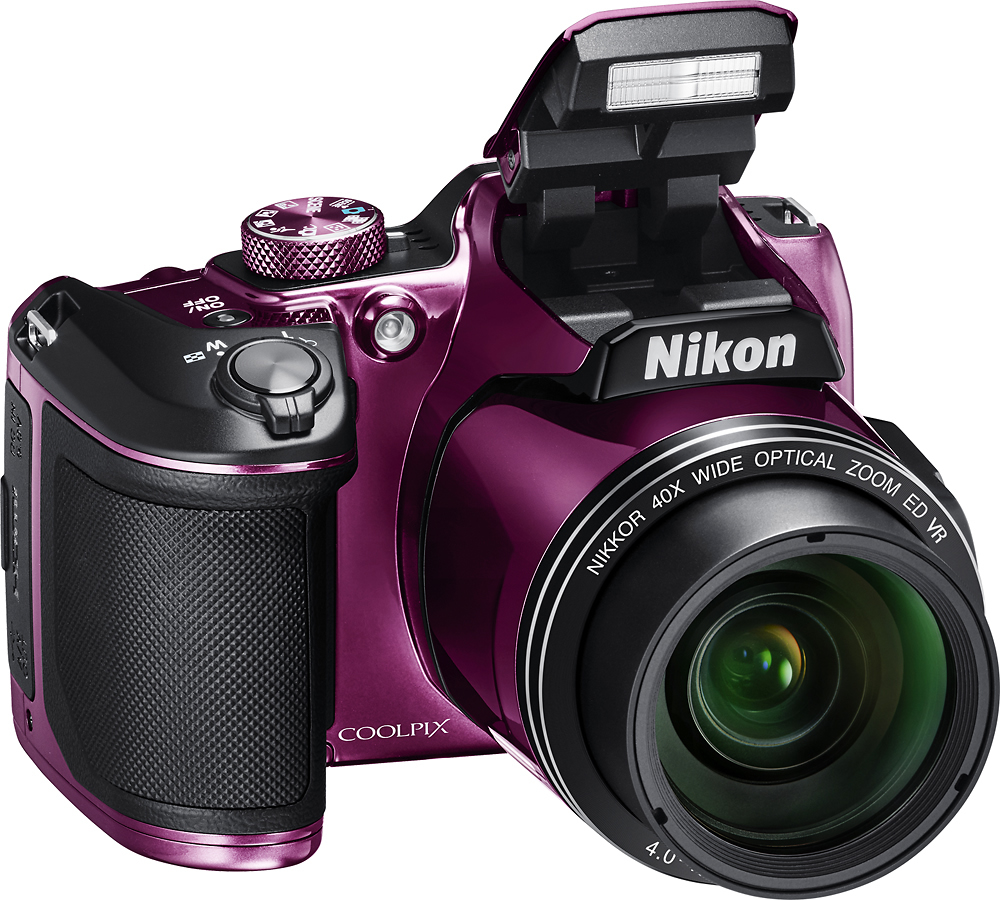 Angle View: Nikon - COOLPIX B500 16.0-Megapixel Digital Camera - Plum