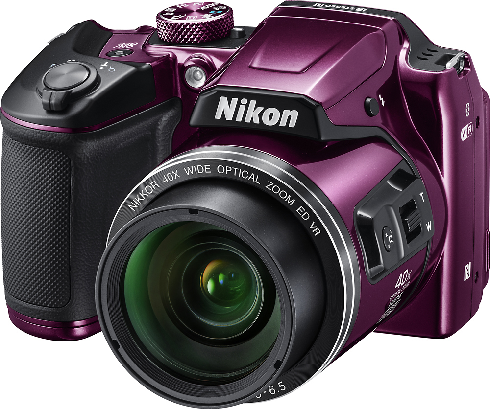 Left View: Nikon - COOLPIX B500 16.0-Megapixel Digital Camera - Plum