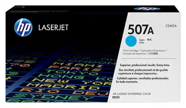 Front. HP - 507A Toner Cartridge - Cyan.