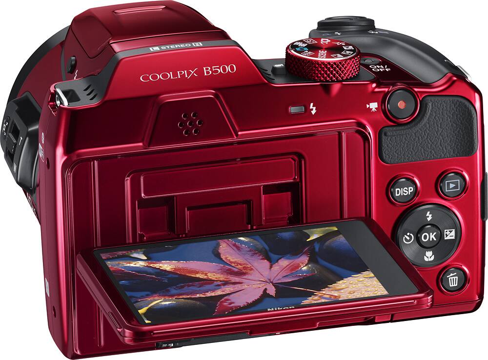 Alt View 14. Nikon - COOLPIX B500 16.0-Megapixel Digital Camera - Red.