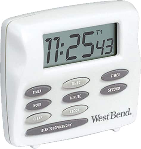Angle. WestBend - Electronic Triple Timer/Clock - White/Gray.