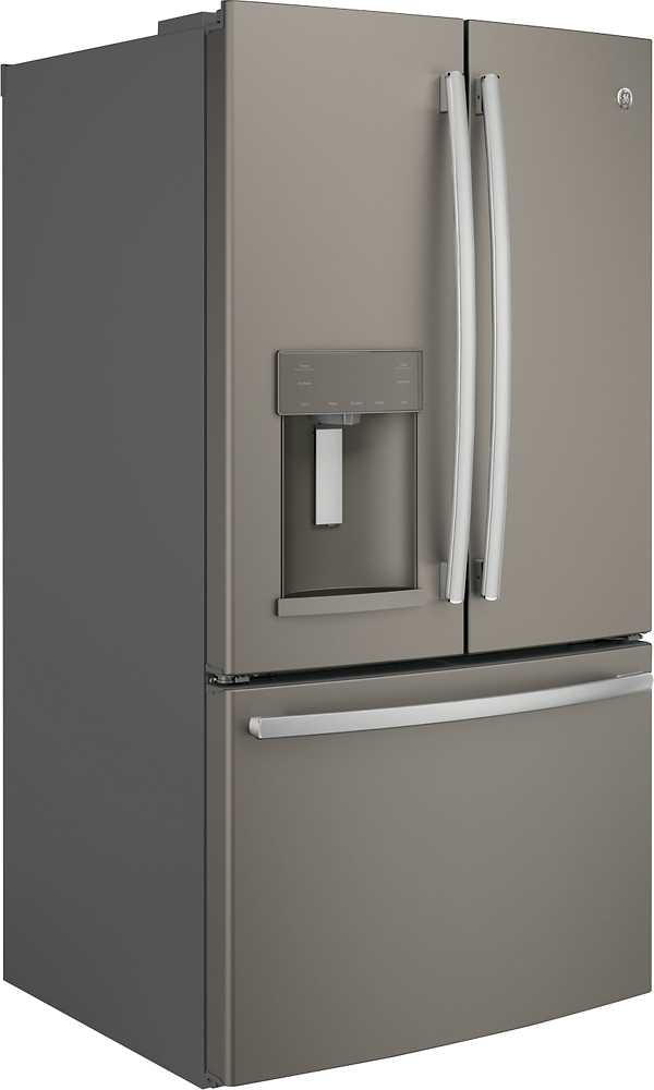 Angle View: GE - 24.7 Cu. Ft. French Door Refrigerator - Slate