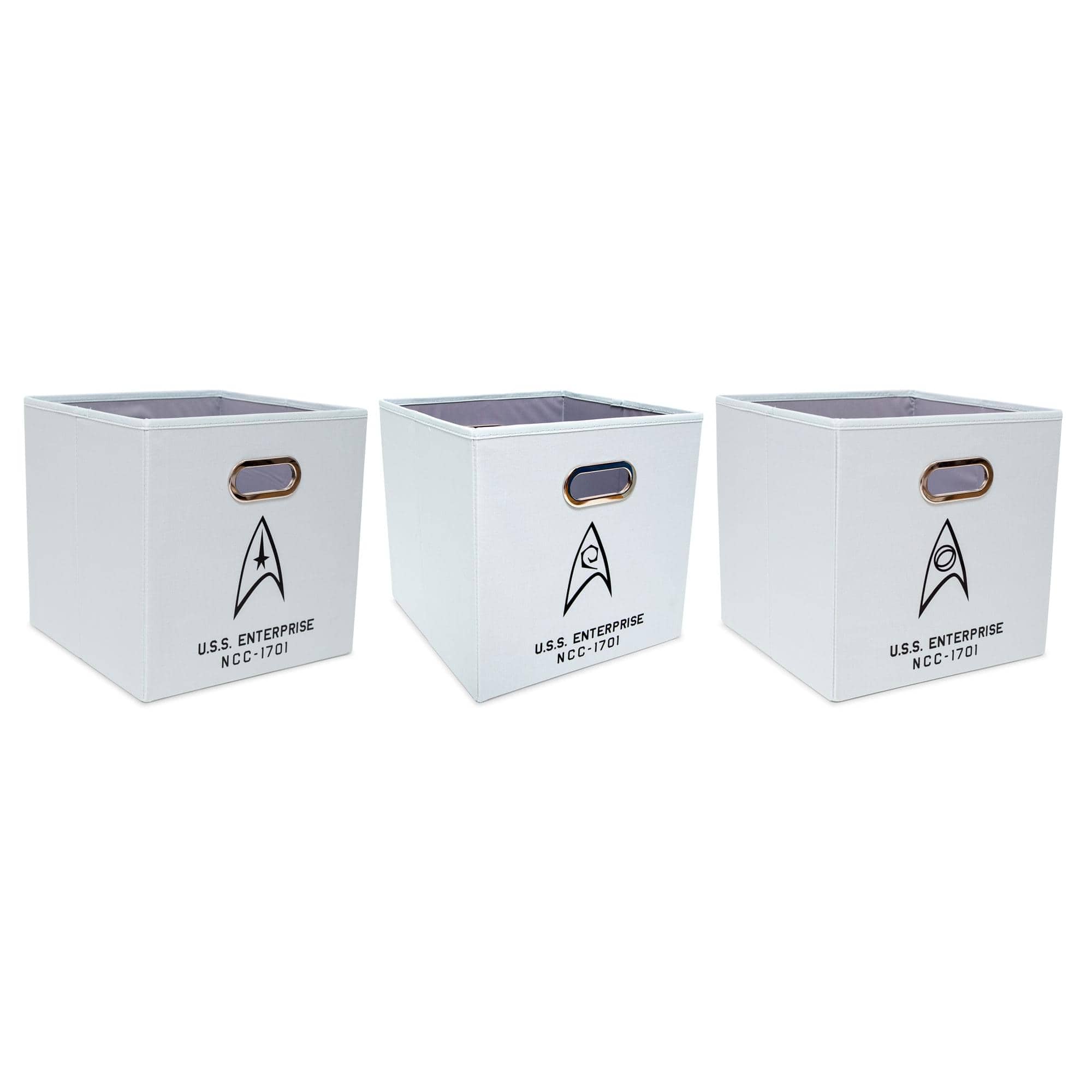 Ukonic - Star Trek: The Original Series NCC-1701 Storage Bin Cube Organizers | Set of 3 - Gray