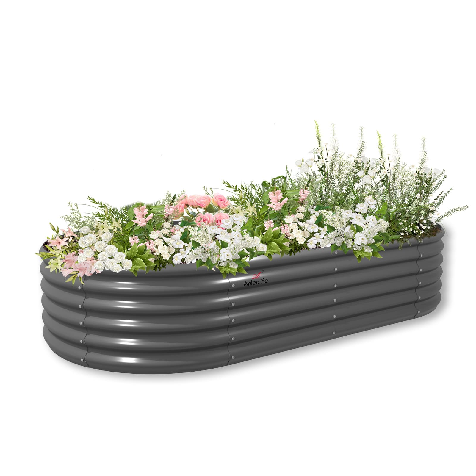 A Anleolife - 3-Pack Metal Oval Large Raised Garden Bed Planter Boxes for Vegetables Flowers Herbs (96 in. L x 48 in. W x 18 in. H) - Gray price history on PriceWatchPro
