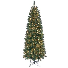 Costway - 6 ft Smart Pencil Christmas Tree with Remote & APP, 250 Pre-Lit RGB LED Lights - Green