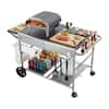 Front. VEVOR - Outdoor Grill Cart, 36.4 x 23.4 x 1 inch Tabletop Size Grilling Table, Movable Outdoor Cooking Table with 4 Spice - Gray.