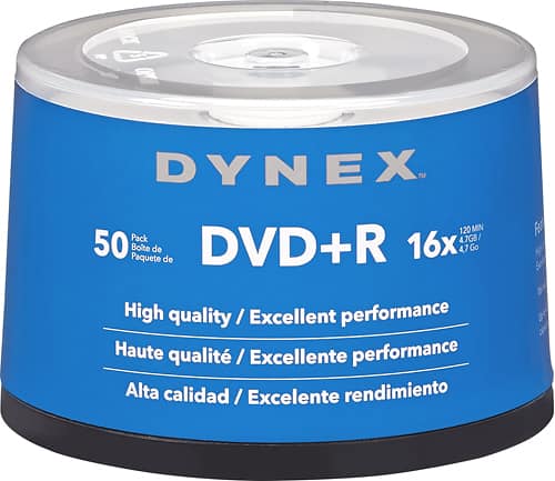 Dynex™ - 16x DVD+R Discs 50-Pack - Larger Front