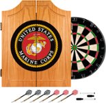 Front Zoom. Trademark Games - United States Marine Corps Solid Pine Dart Cabinet Set - Brown.