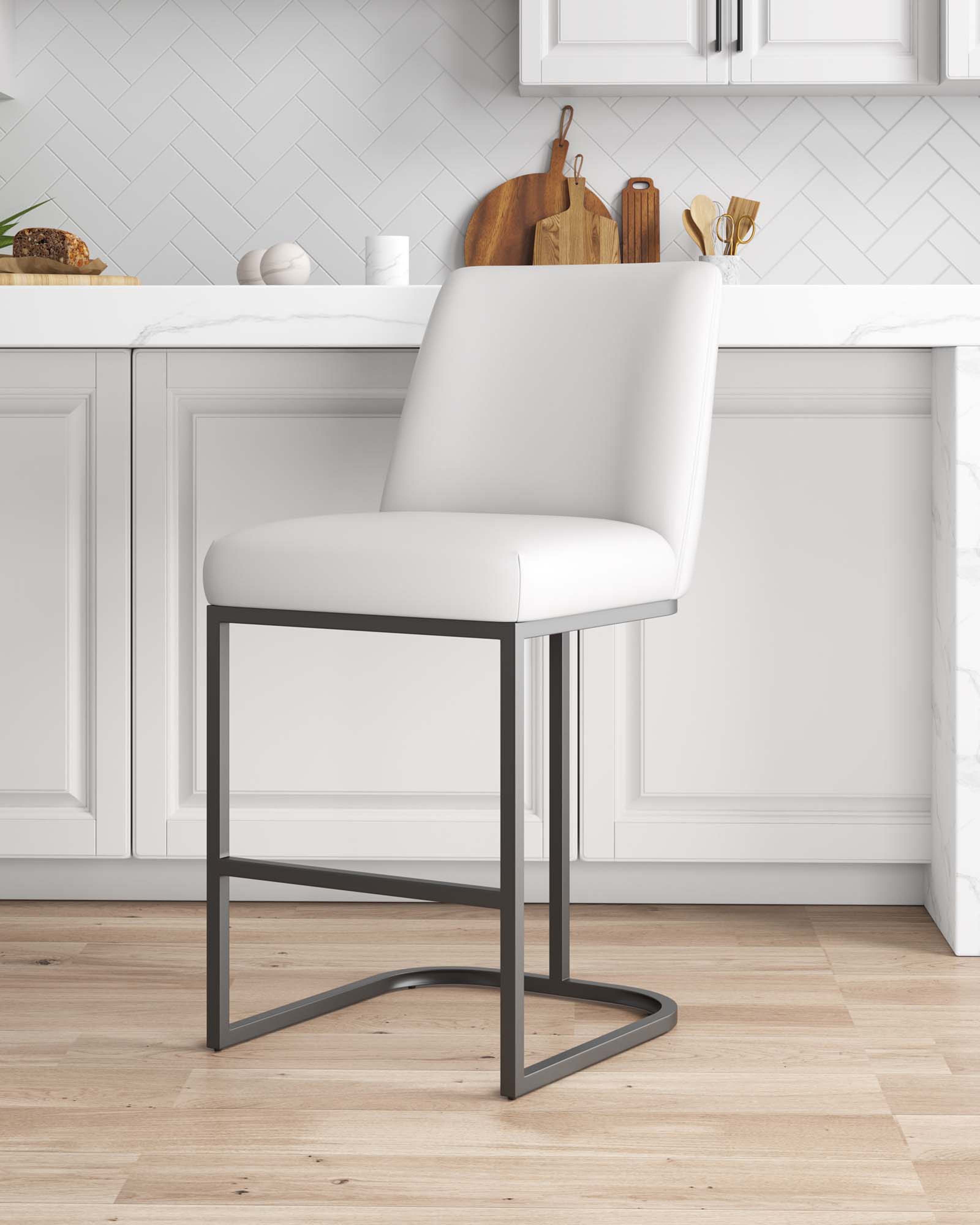 Angle. Manhattan Comfort - Serena Modern Metal Upholstered Counter Stool - White.