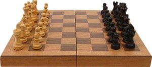 Toy Time - Chess Set with Carved Staunton Pieces – Folding Solid Wood Board Interior Storage Classic Board Game for Kids and Adults - Front_Zoom
