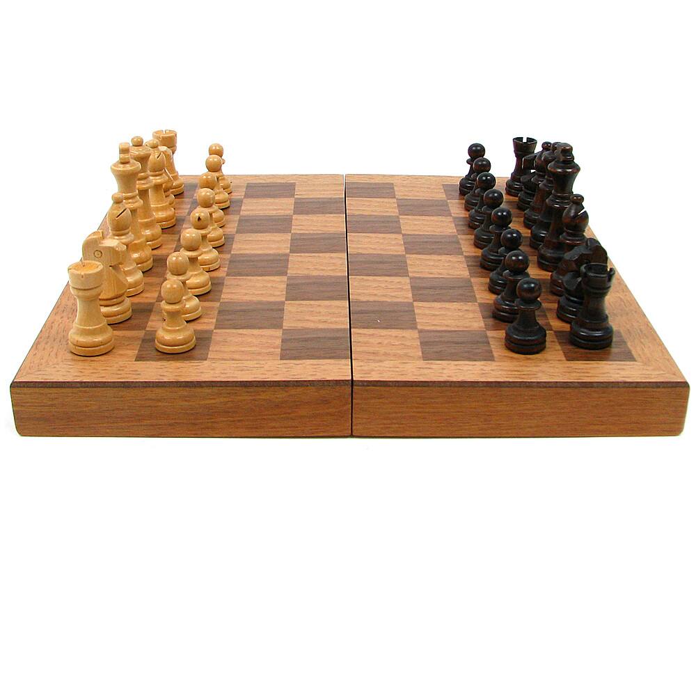 Alt View 16. Toy Time - Chess Set with Carved Staunton Pieces - Book-Style Folding Solid Wood Board with Interior Storage for Kids and Adults - Brown, Black.