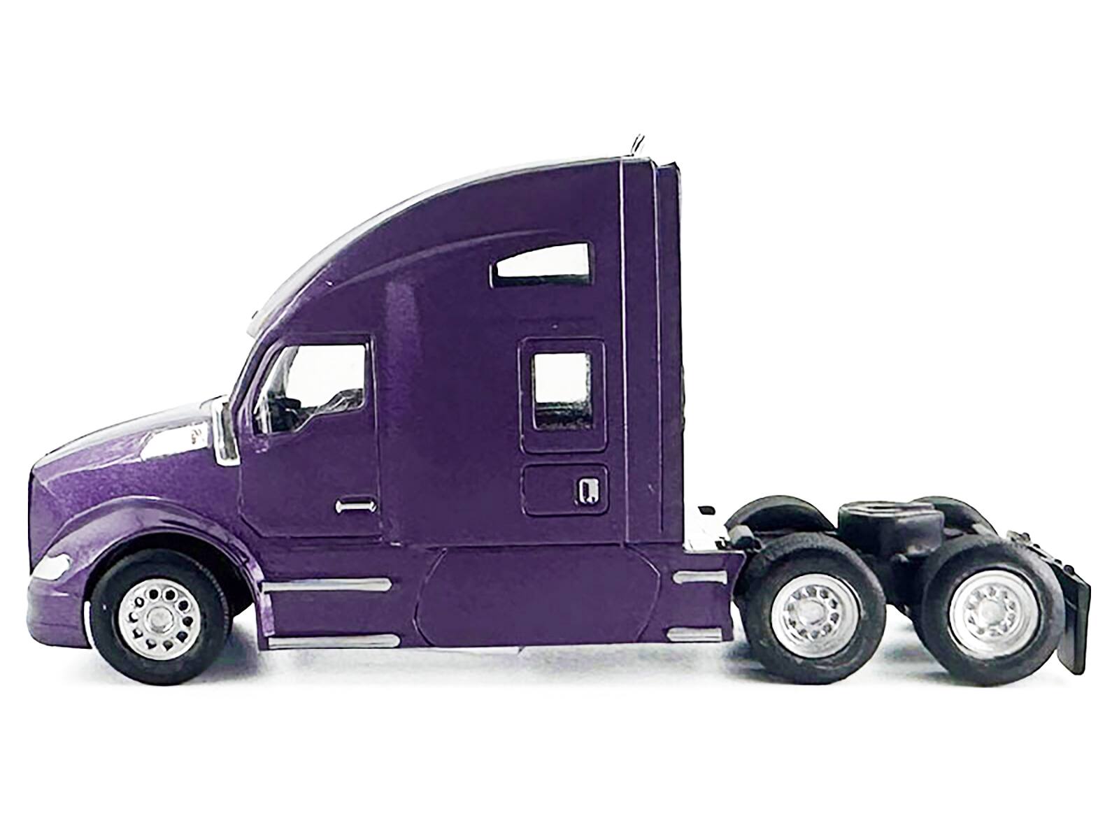 Left. HO Logistics Replicas - Kenworth T680 Sleeper Cab Purple Metallic 1/87 (HO) Plastic Model Car by HO Logistics - Purple Metallic.