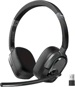 TECKNET - Wireless Headset, V6.0 Bluetooth, AI Noise-Cancelling Mic & USB Dongle, 50H, Mute, On-Ear for PC/Laptop/Office