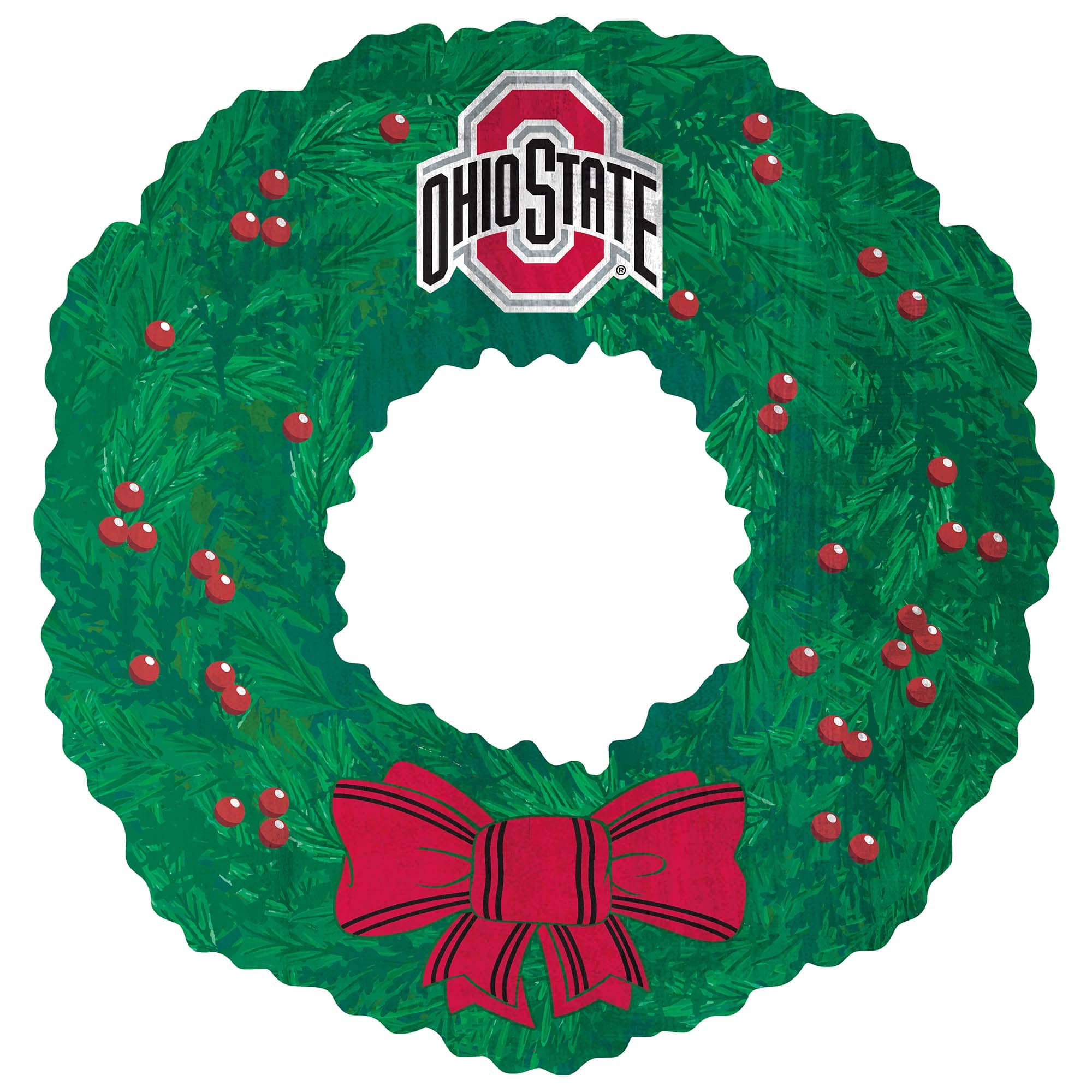 Front. Fan Creations - Ohio State Buckeyes 16'' Team Wreath Sign - Green.