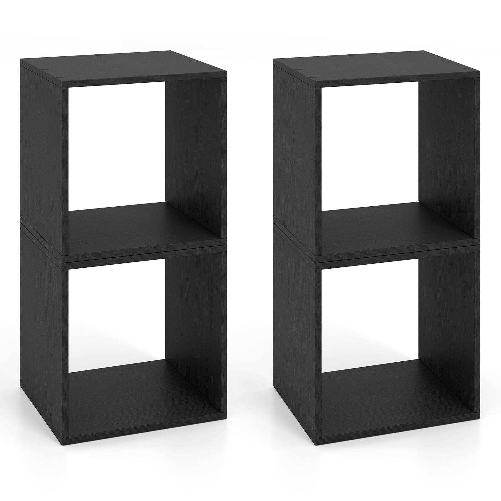 Alt View 9. Costway - Costway Stackable Storage Cube Set of 4, Home Cubby Organizer with Anti-toppling Device - Black.