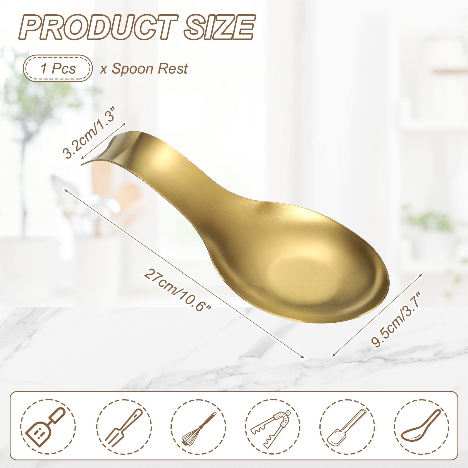 PRODUCT SIZE

1 Pcs x Spoon Rest

3.2cm/1.3"  
27cm/10.6"  
9.5cm/3.7"