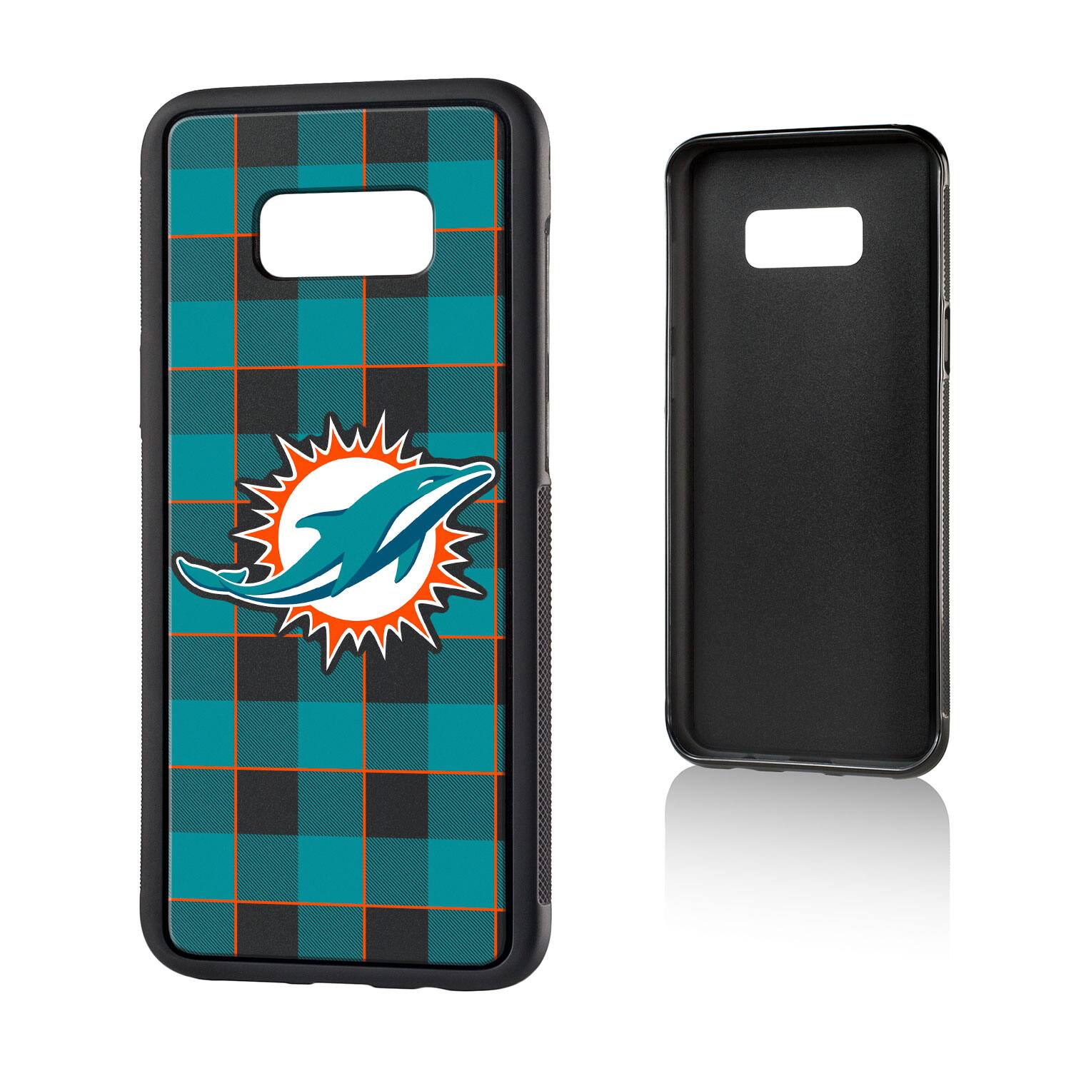 Alt View 2. Keyscaper - Miami Dolphins Galaxy Plaid Design Bump Case - S20 Plus - Multicolor.