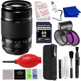 Fujifilm - XF 55-200mm f/3.5-4.8 R LM OIS Lens (Black) with Advance Accessories and Travel Bundle | Fuji XF 55-200mm - Black
