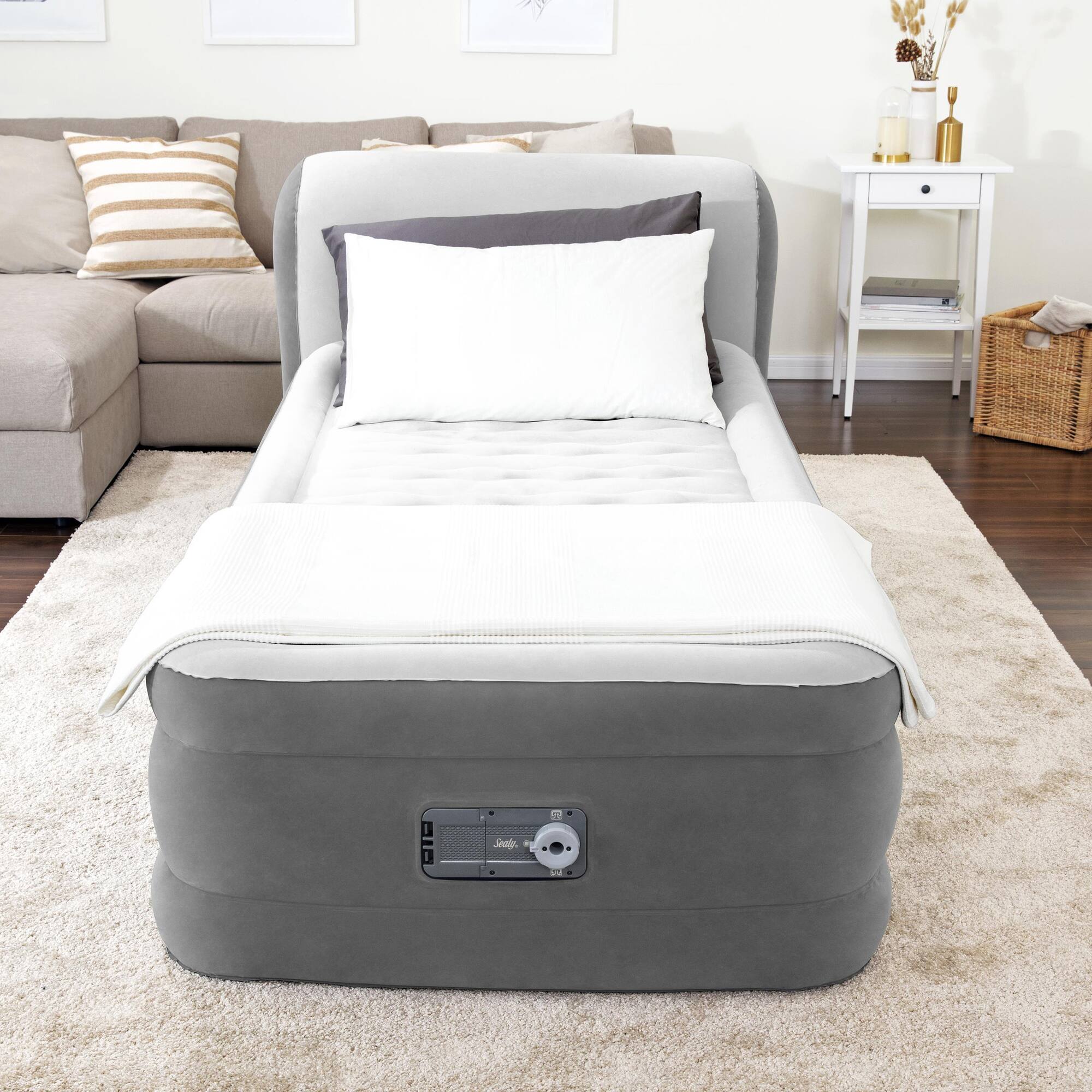Alt View 3. Bestway - Sealy: Tritech: Air Mattress & Headboard - Twin - Gray.