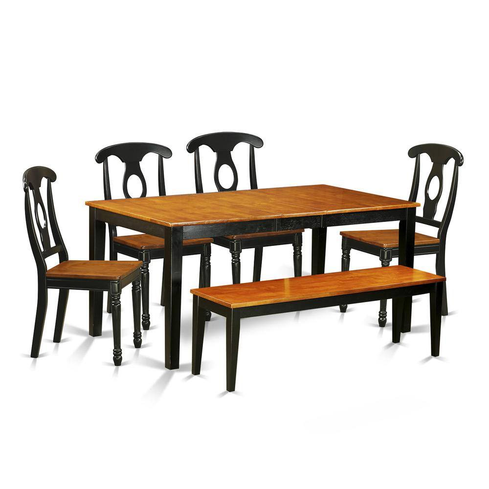 East West Furniture - 6-PC Dining room set with bench-Kitchen Tables and 4 Dining Chairs Plus bench - Black & Cherry price history on PriceWatchPro