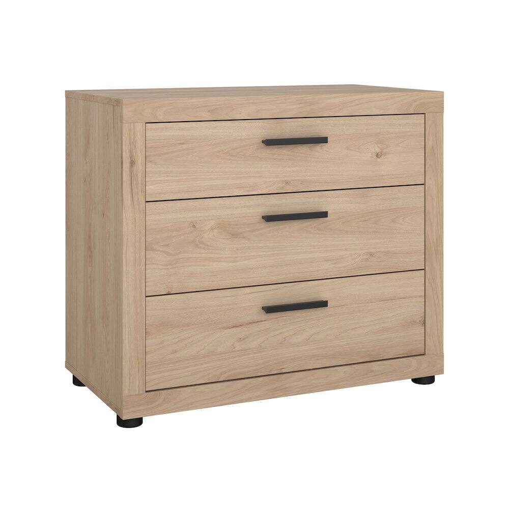 Back. Tvilum - Mira 3 Drawer Chest, Jackson Hickory - Brown.