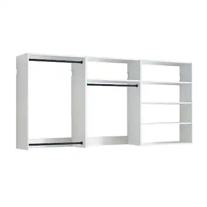 Front. Manhattan Lane - Vedz Walk in Closet w 2 Drawers, 5 Shelves, 3 Hanging Rods, White - White.