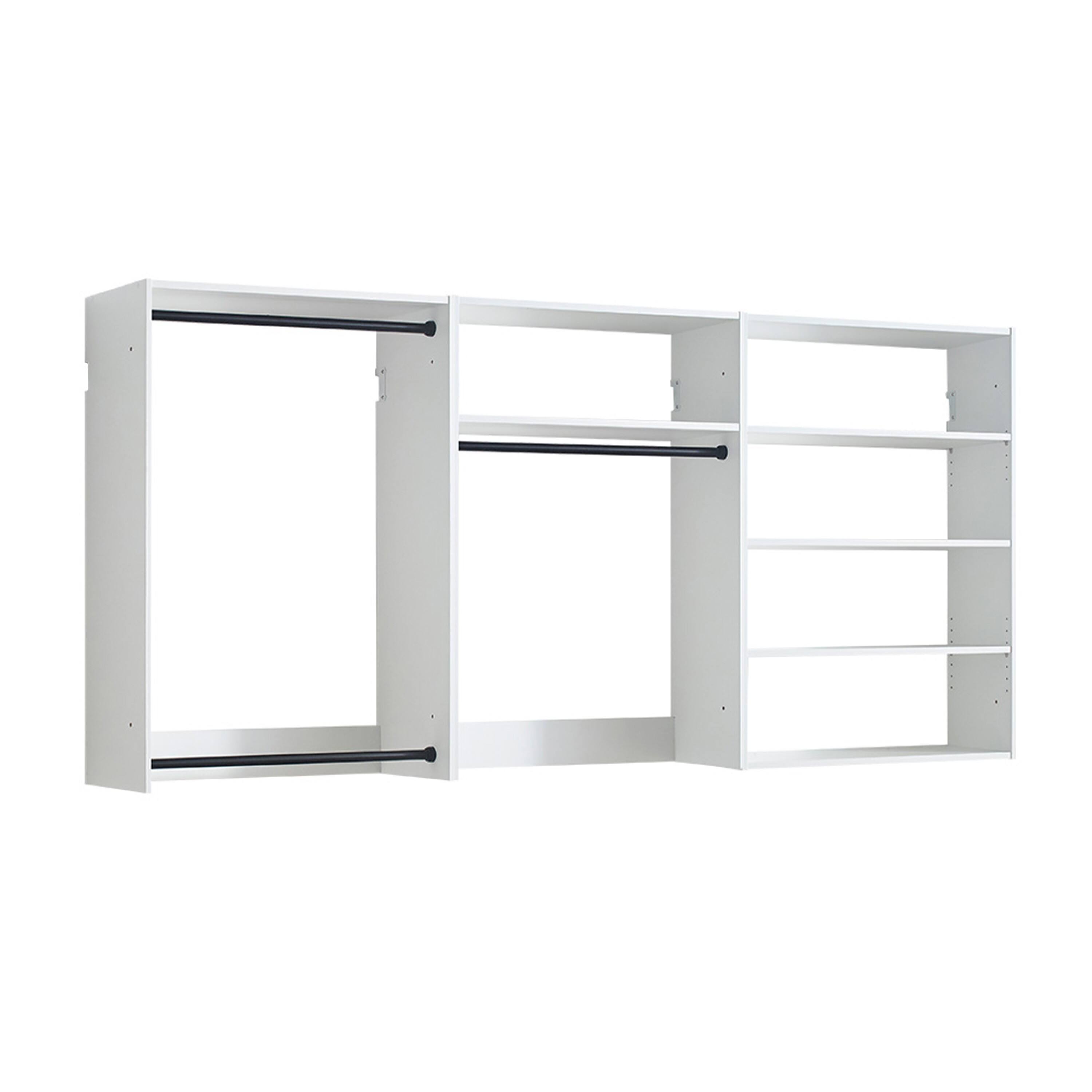 Front. Manhattan Lane - Vedz Walk in Closet w 2 Drawers, 5 Shelves, 3 Hanging Rods, White - White.