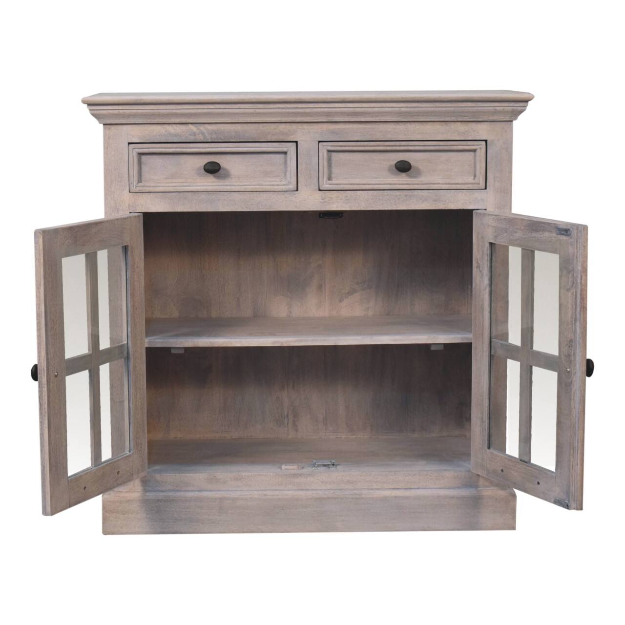 Alt View 7. Artisan Furniture - Stone Finish Cabinet with Glazed Doors - Grey.