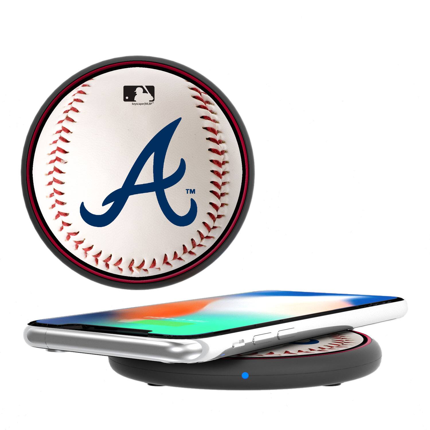 Front. Keyscaper - Atlanta Braves Wireless Charging Pad - Multicolor.