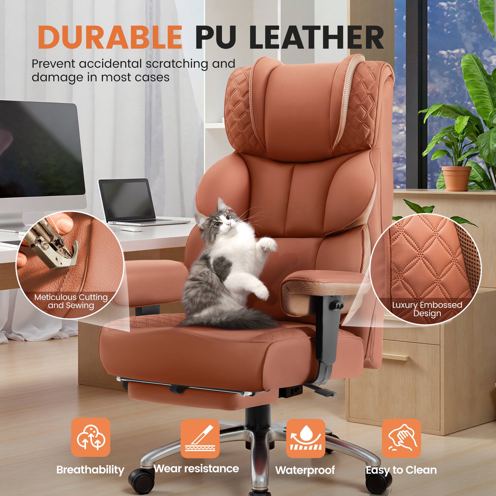 DURABLE PU LEATHER  
Prevent accidental scratching and damage in most cases  

Meticulous Cutting and Sewing  
Luxury Embossed Design  

Breathability  
Wear resistance  
Waterproof  
Easy to Clean