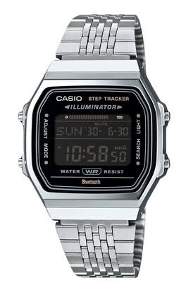 Casio - Vintage Digital Bluetooth Smartphone Link Stainless Steel Quartz ABL-100WE-1B Unisex Watch - Silver and black