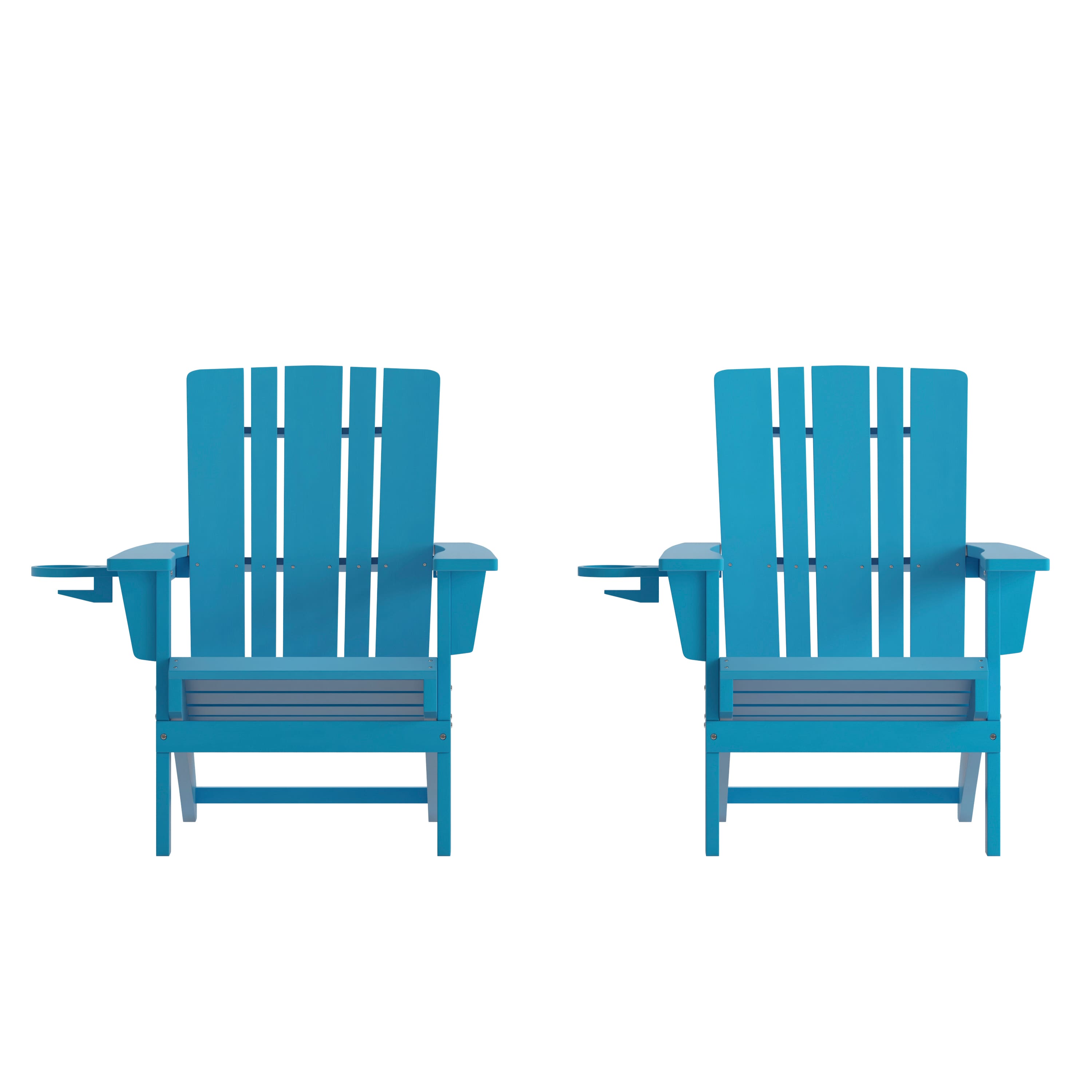 Emma + Oliver - Haley Set of 2 Adirondack Chairs with Cup Holders, Weather Resistant HDPE Adirondack Chairs - Blue price history on PriceWatchPro