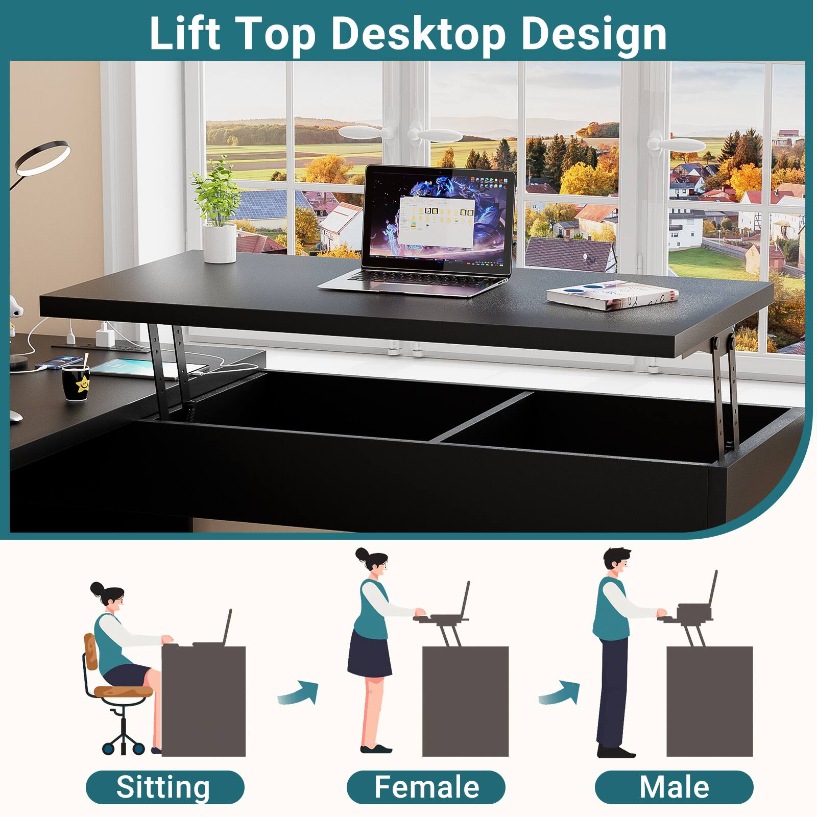 Lift Top Desktop Design

- Sitting
- Female
- Male