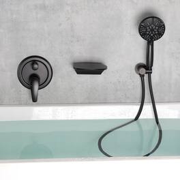 Boyel Living - Wall Mount Single Handle 7 Spray Tub and Shower Faucet with Handheld Shower Valve Included - Matte Black