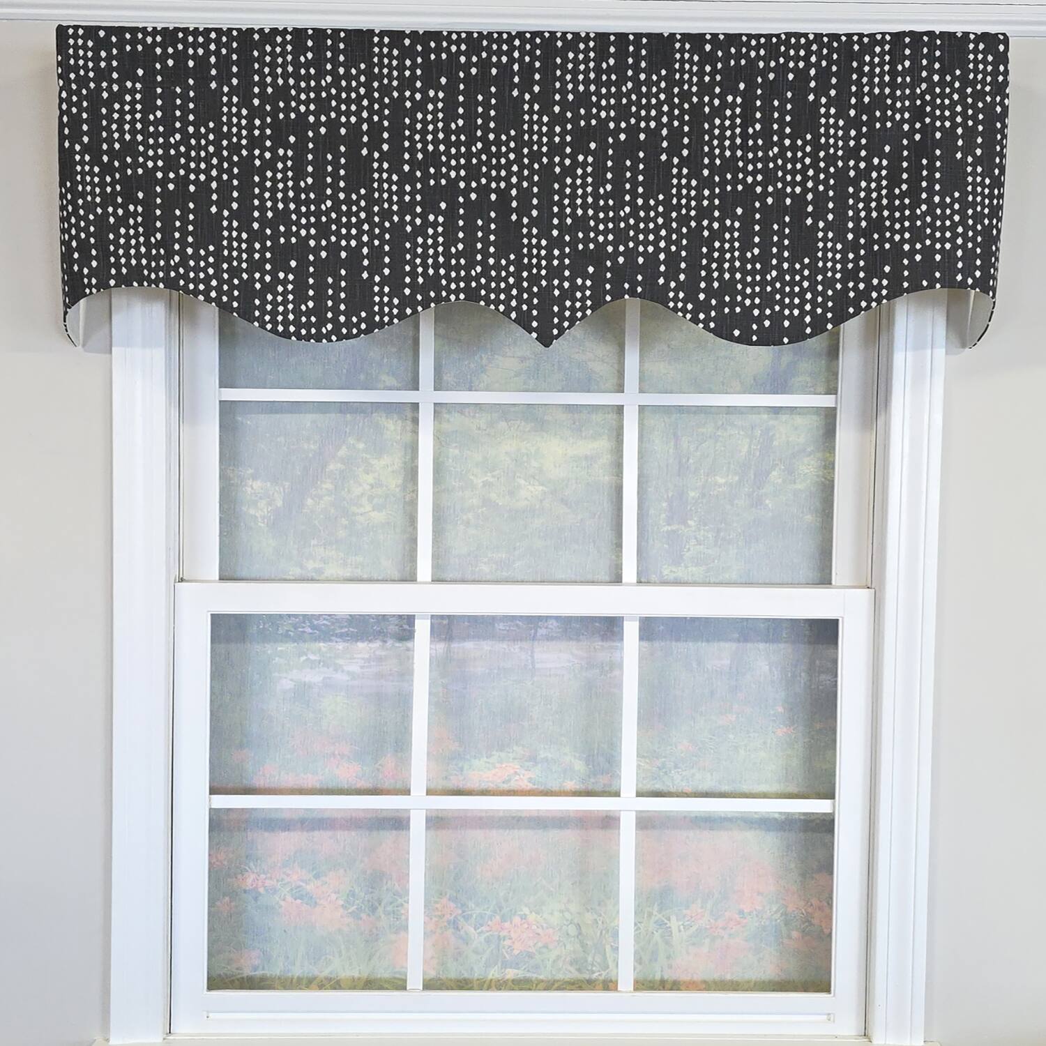 Angle. RLF Home - RLF Home 100% Cotton Rainfall Regal With Poly/Cotton Ivory lining Rod Pocket Valance 50" x 16" Silver - Silver.