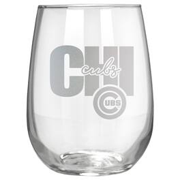 Great American Products - Chicago Cubs Etched 17oz. City Stemless Wine Glass - Multicolor