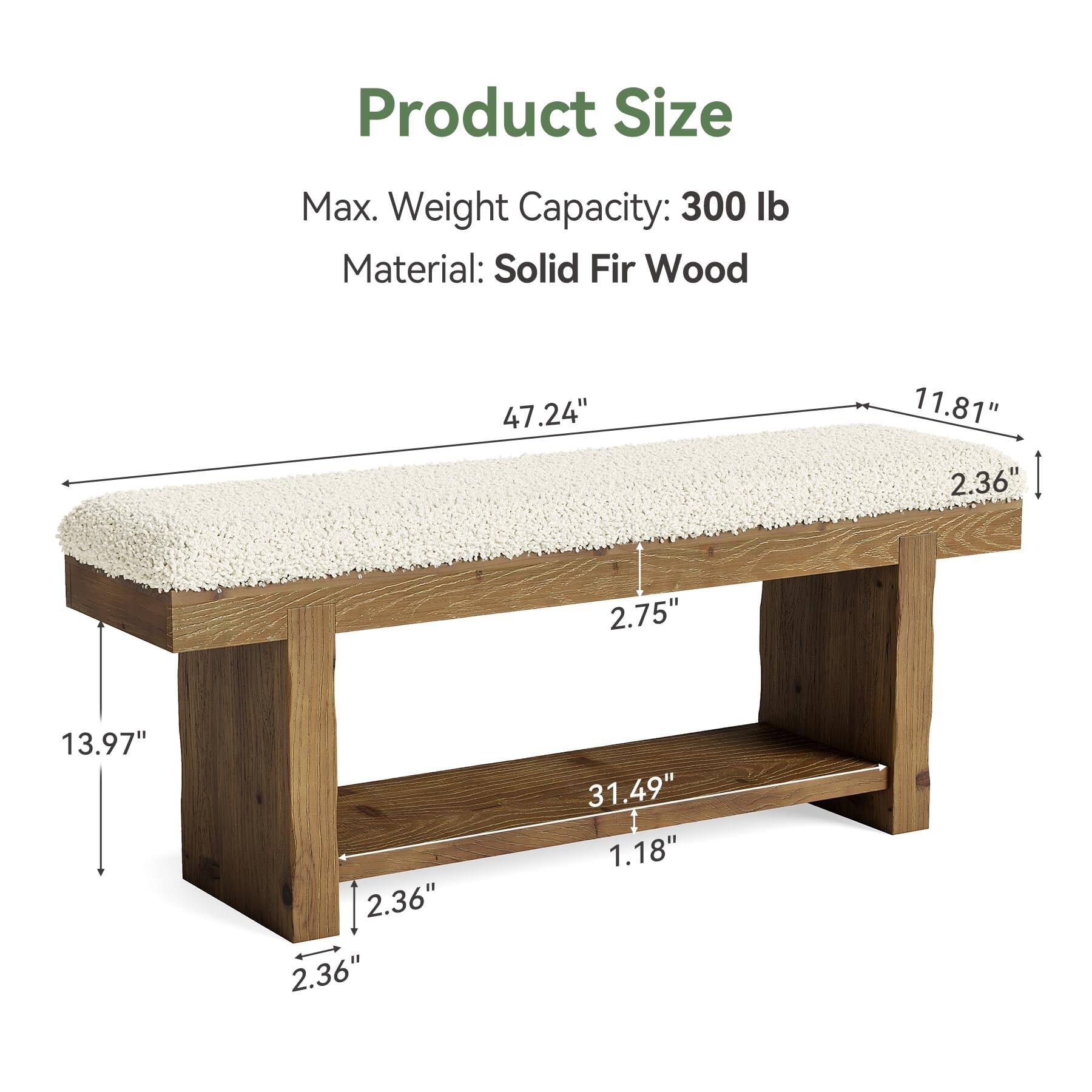 Tribesigns 47.2 Inch Solid Wood Entryway Bench, 2 Tier Farmhouse ...